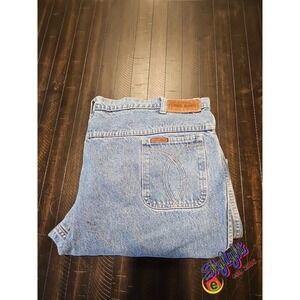Long Haul Mens Blue Vintage Straight Leg Denim Jeans High Rise Retro Size 48x30‎